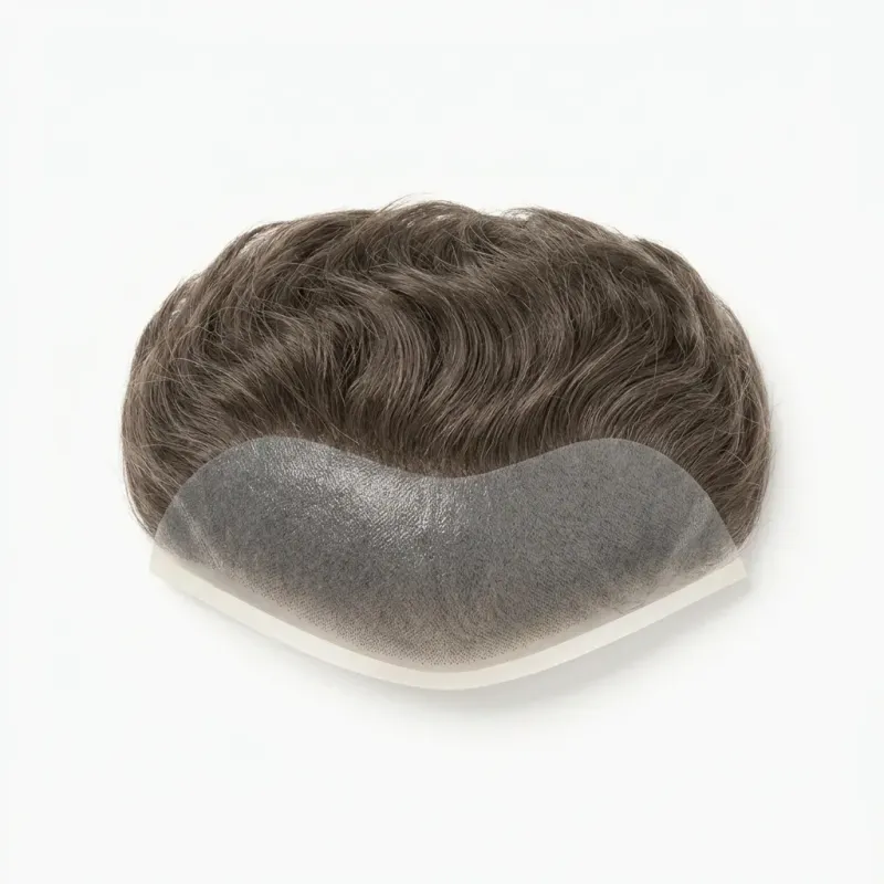 Complément capillaire frontal homme Poly 0,06 mm – teinte châtain